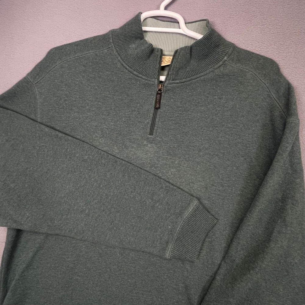 Jos. A. Bank Pullover Mens XL Green 1/4 Zip Cotton Mock Neck Sweater Casual